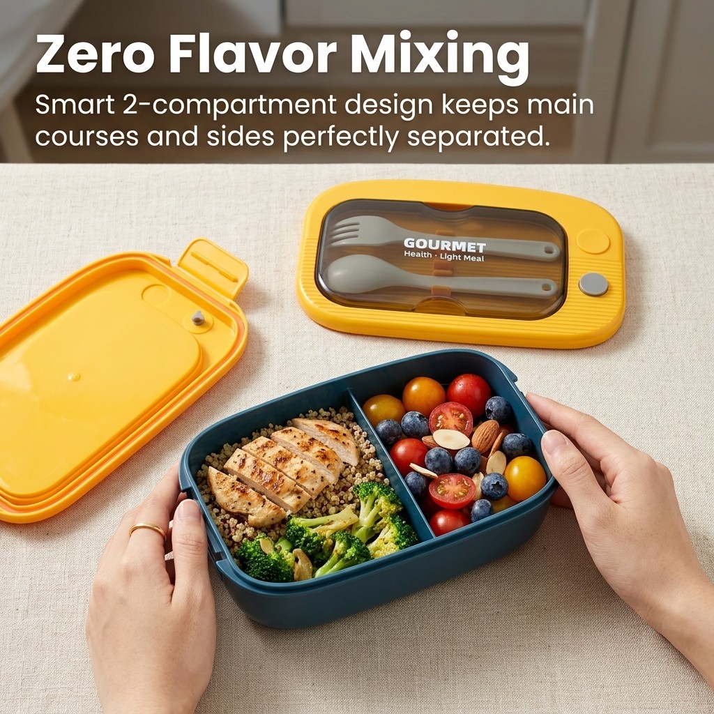 صندوق غداء بلاستيكي بنتو بقسمي - مراجعة Meal Prep Or Prep Meal وسعره